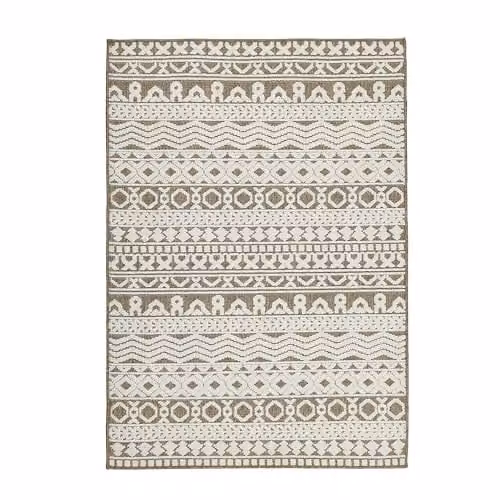 Giza Carpet Origins Atlas Graphic Coffee Brown Striped Polyester Kitchen Rug, W/D: 120 x 170 cm