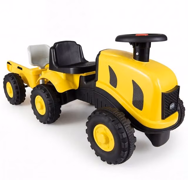 Costway 2 in 1 Ride on Tractor with Detachable Trailer and Light and Sound Effects in Yellow
