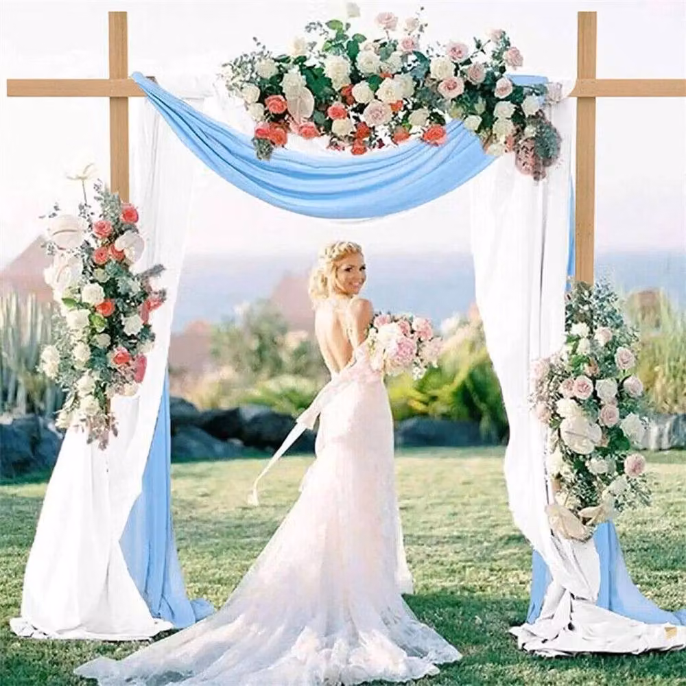 FLAVORA Rustic Square Wooden Wedding Backdrop Arch in Brown and Beige – 2