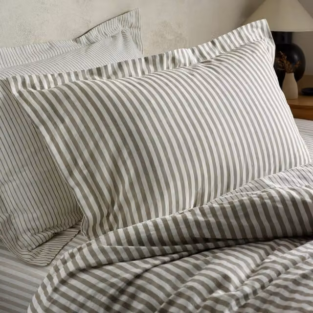 Make It A Home Hebden Melange Stripe Cotton Pillowcase Set in Brown