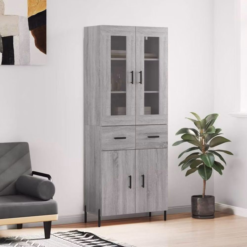 Berkfield Home Grey Sonoma Highboard W/D/H: 69.5 x 34 x 180 cm – 2