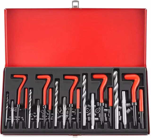 Kelvenix 131-Piece HSS Metric Thread Repair and Helicoil Drill Bit Set in Silver – 1