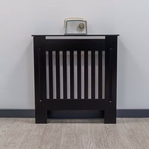 Airwave Vertical Line Style Radiator Cover in Black MDF, Small, W/D/H: 81.5 x 19.0 x 78.0 cm