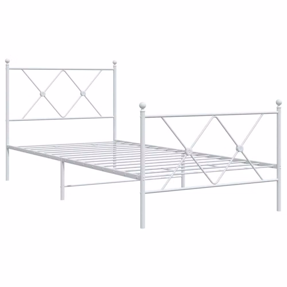 Berkfield Home Metal Bed Frame with Footboard, White, W/D/H: 90 x 190 cm – 3