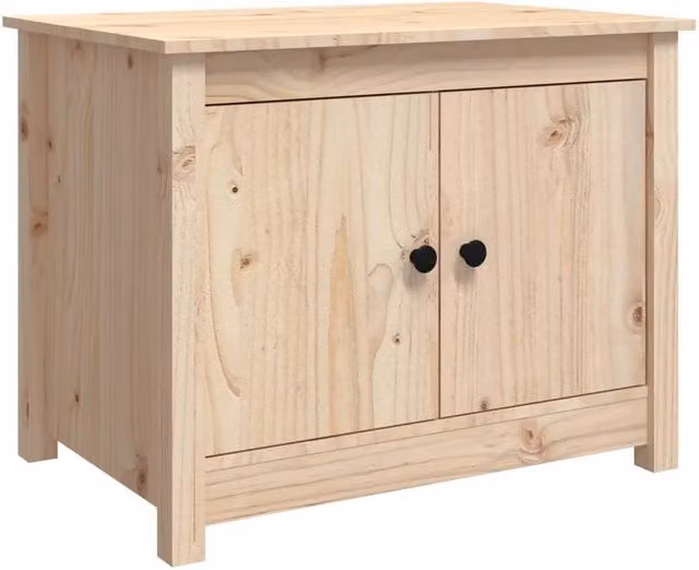 Berkfield Home Rustic Solid Wood Pine Coffee Table in Natural, W/D/H: 71 x 49 x 55 cm