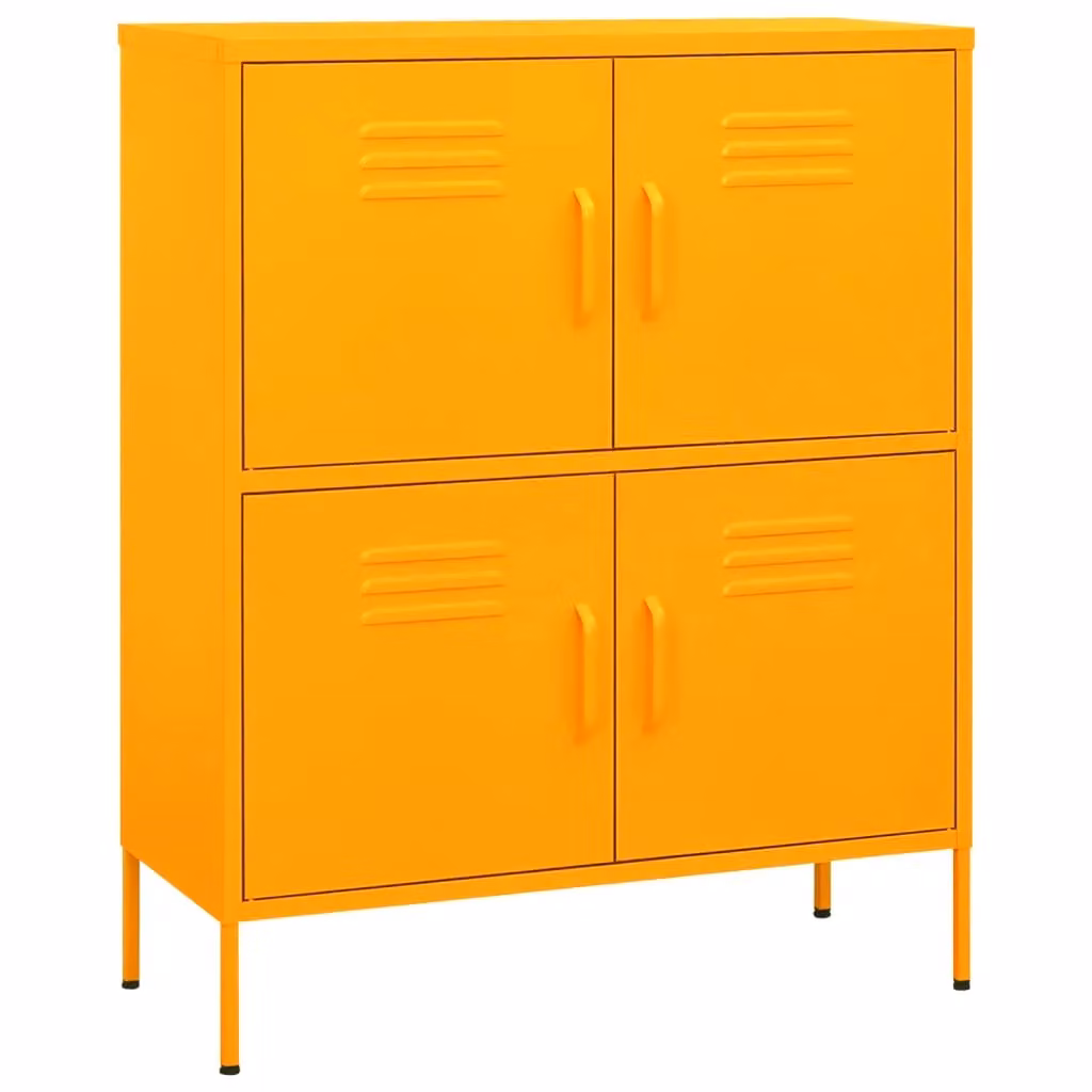Berkfield Home Industrial Steel Storage Cabinet in Mustard Yellow, W/D/H: 80 x 35 x 101.5 cm – 2