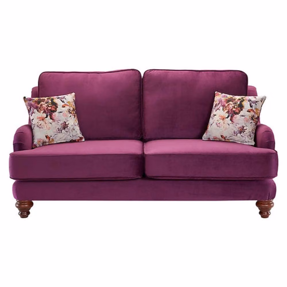 Stratus Interiors York Velvet Fabric Sofa in Purple with Foam Cushions – 3