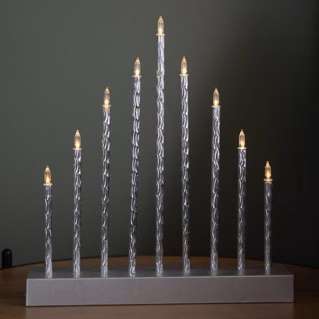 Samuel Alexander Silver Light Up Christmas Candle Bridge with 9 White LEDs, Height: 26 cm – 1