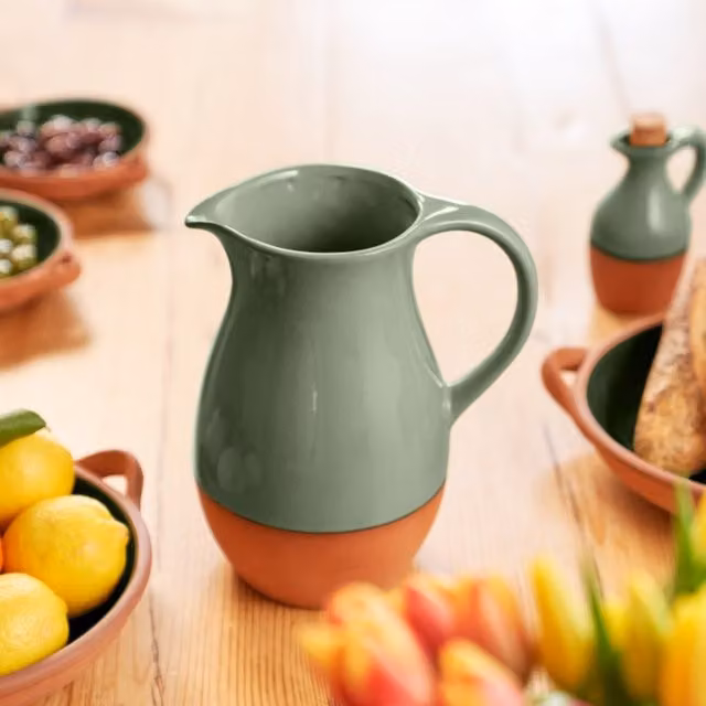 Dexam Sintra Glazed Terracotta Ceramic Jug in Green