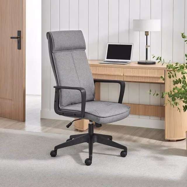 FurnitureboxUK Vesper Modern Grey Fabric Swivel Task Chair for Home Office – 1