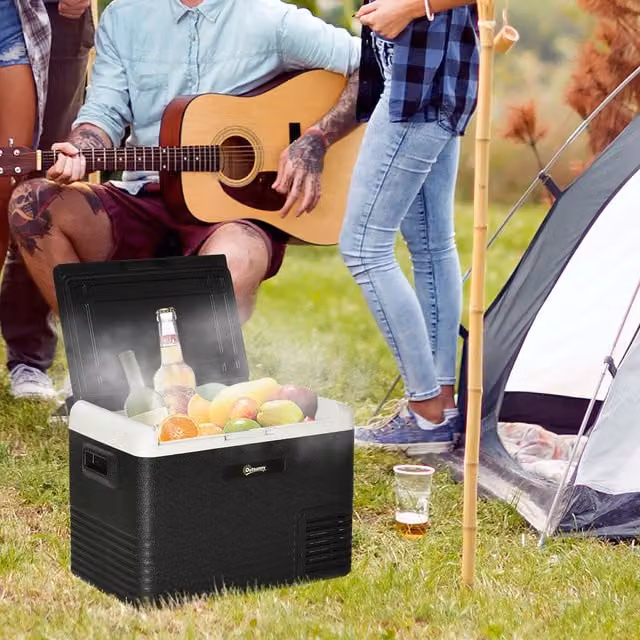 Outsunny Portable Car Refrigerator and Freezer in Grey and Black, 40L