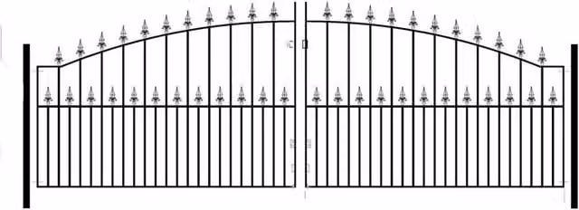 Burbage Iron Craft Saxon Spear Top Arched Double Driveway Gate in Black, W: 365.8 cm, H: 124.5 cm