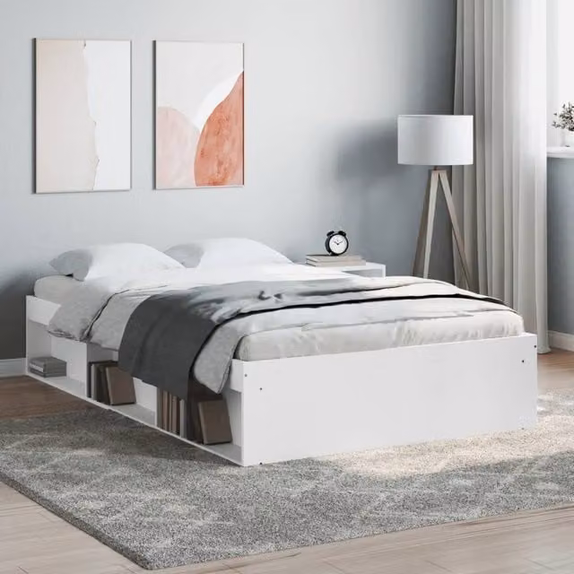 Berkfield Home Modern Small Double Bed Frame in White, W/D/H: 120 x 190 cm – 1