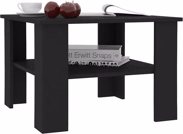 Berkfield Home Modern Black Square Coffee Table in Matt MDF, W/D/H: 60 x 60 x 42 cm