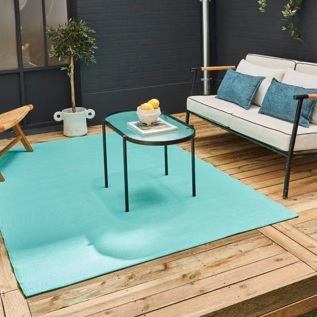 THE RUGS Reversible Weatherproof Urban 1000 Outdoor Garden Patio Rug in Turquoise, W/D: 150 x 220 cm