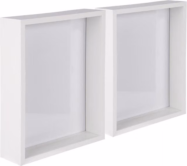 Nicola Spring Pack of 2 White Rectangular 3D Deep Box Photo Frames, W/H: 20.32 x 25.4 cm