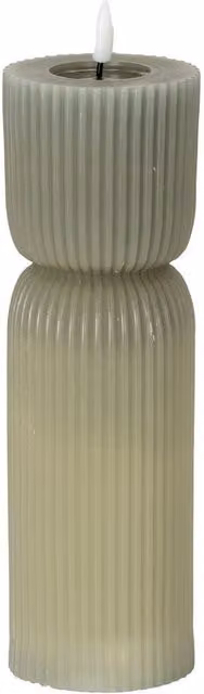 Lemon Pavilion Natural Glow Carved LED Pillar Candle, Grey, H x W x D: 24 x 7 x 7 cm