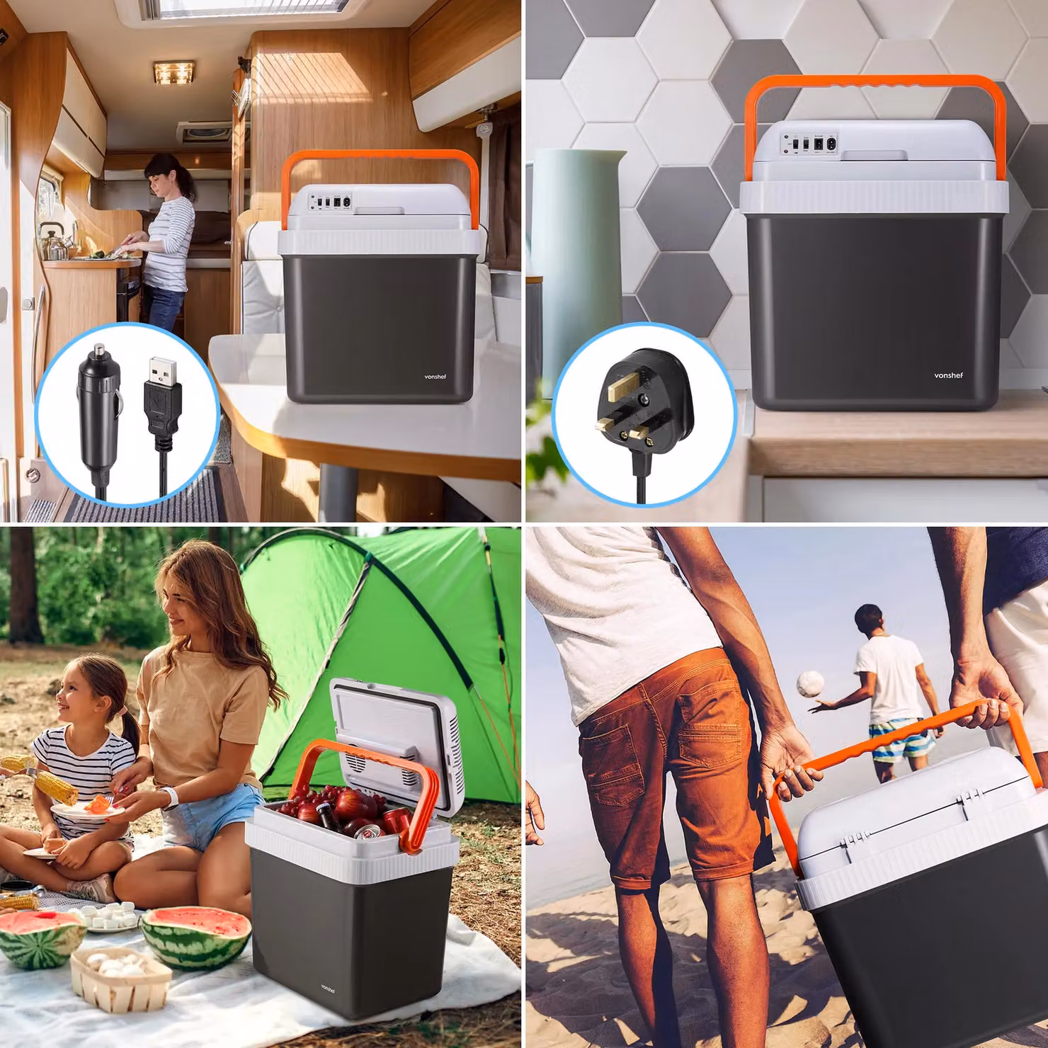 VonShef 24L Electric Insulated Cooler Box with Hot and Cold Function in Grey – 3