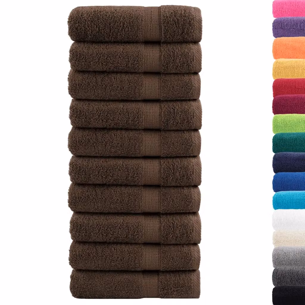 Berkfield Home SOLUND Premium Cotton Terry Shower Towels, Brown, 10 Pack, W: 70 cm, L: 140 cm, 600gsm – 2