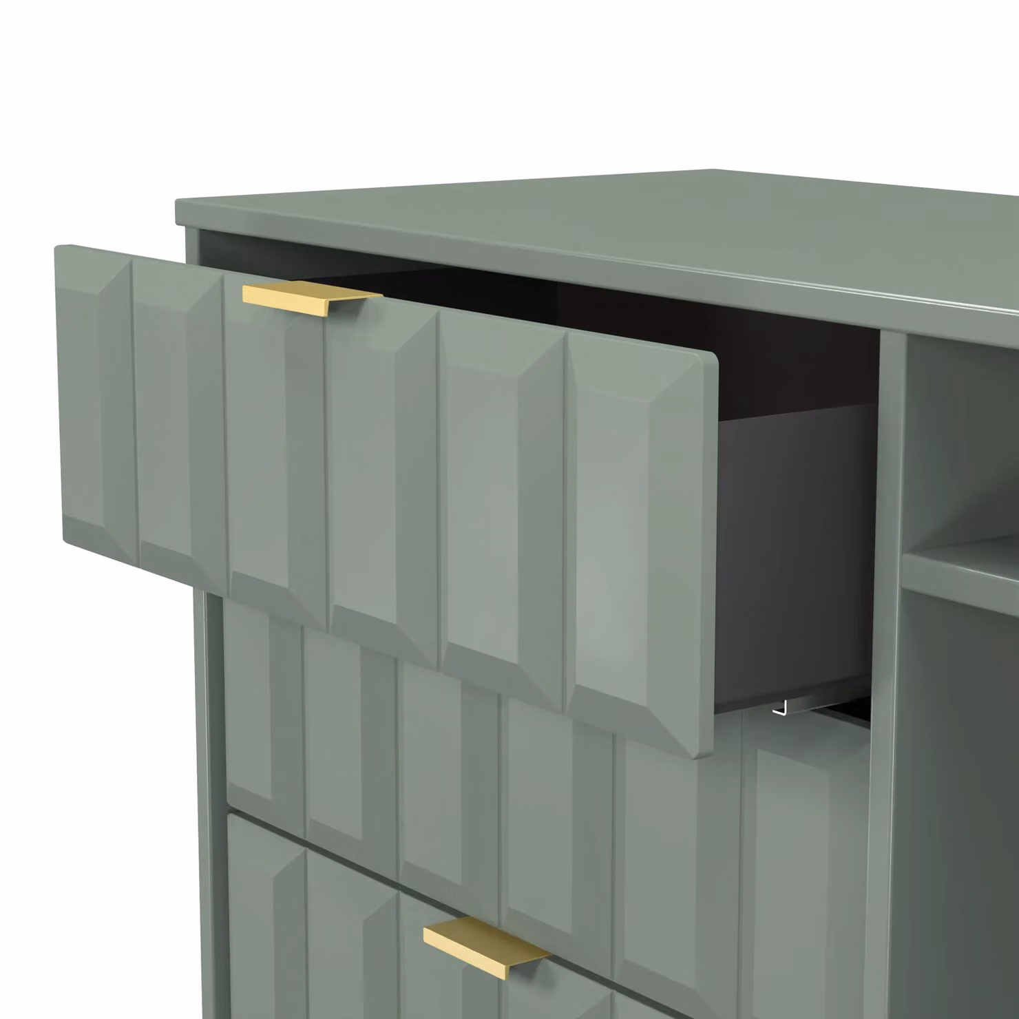 Ready Assembled 2 U Metro 3 Drawer TV Unit in Pale Green and Gold – 3