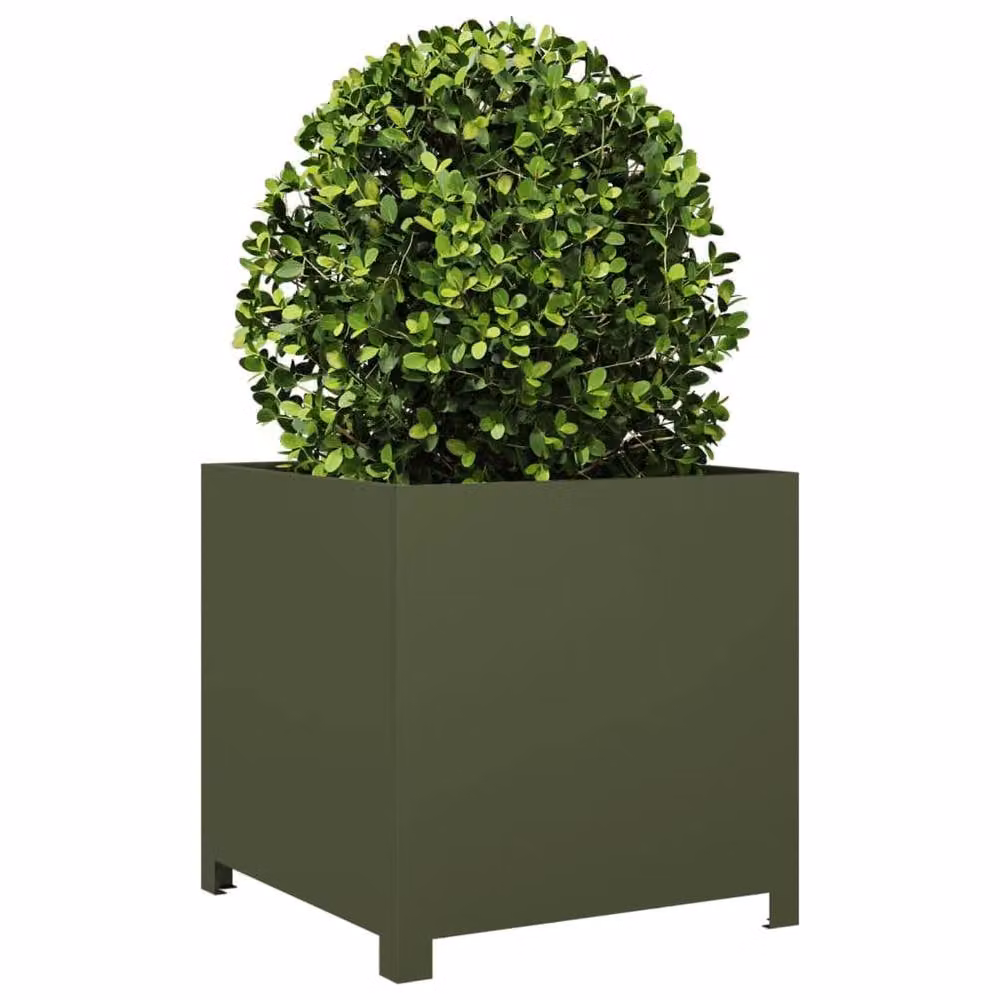Berkfield Home Steel Garden Planter Tub, Green, W/D/H: 50 x 50 x 50 cm – 3
