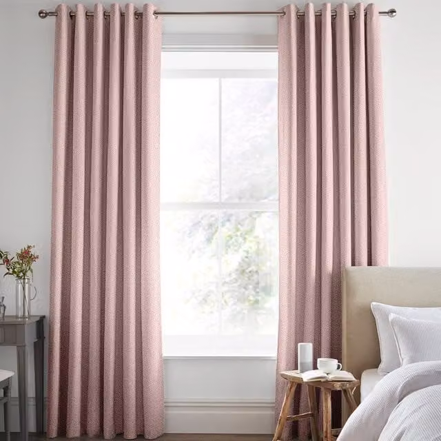 Laura Ashley Sycamore Made to Measure Blackout Eyelet Curtain Panel in Pink