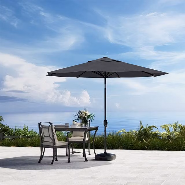 Komore 3M Large Rotating Patio Parasol with Plastic Fillable Base in Grey