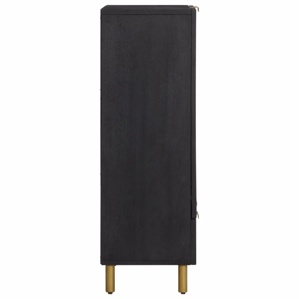 Berkfield Home Modern Black Highboard with Hinged Doors and Internal Shelves, W/D/H: 60 x 33 x 100 cm – 4