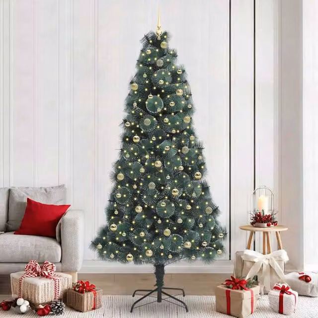Berkfield Home Pre-lit Artificial Christmas Tree with Ball Set, Green, Height: 240 cm