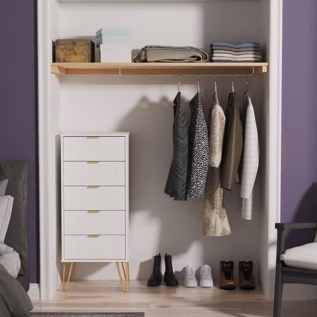 2 U Bexley 5 Drawer Tallboy in White and Gold – 1