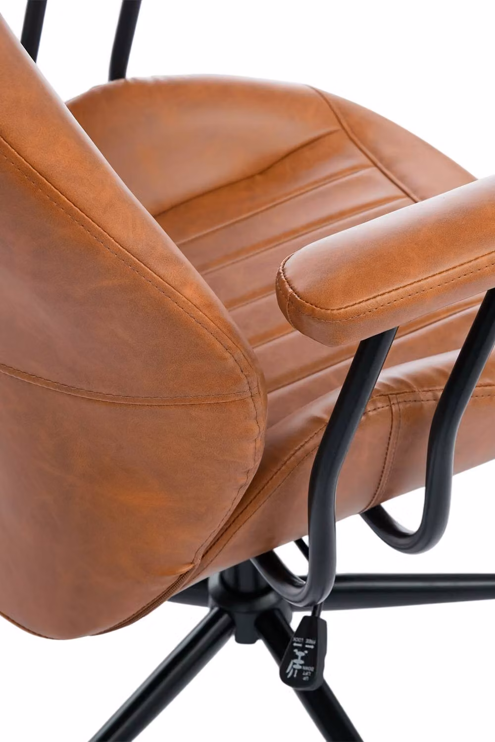 Garden Sanctuary Mid-Century Modern Brown Synthetic Leather Office Chair with Castors – 5