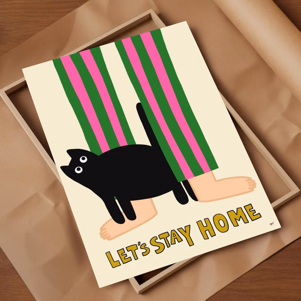 The Paper Tail Let's Stay Home Multicolour Typography Illustration Paper Poster, H: 29.7 cm, W: 21.0 cm – 3