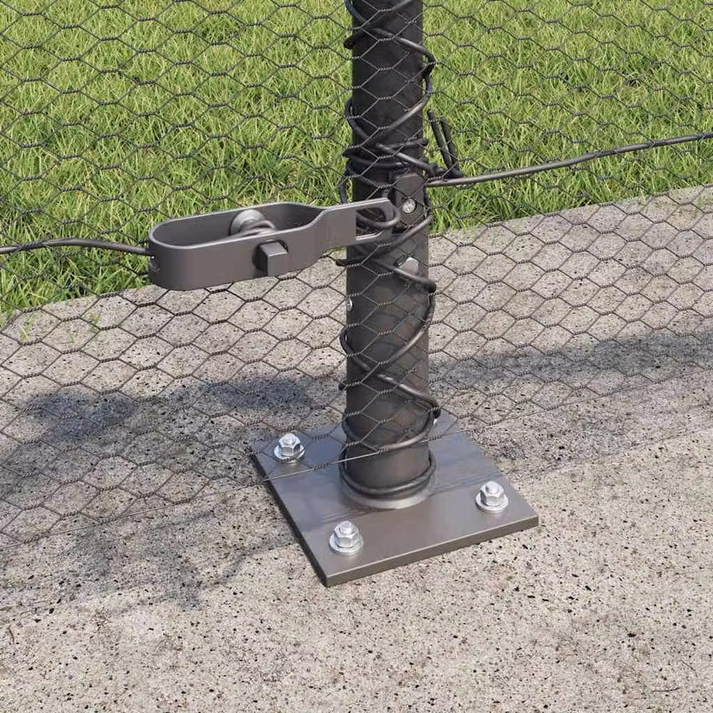 Berkfield Home Grey Powder-Coated Steel Hexagon Fence, 0.4 x 50 m – 3