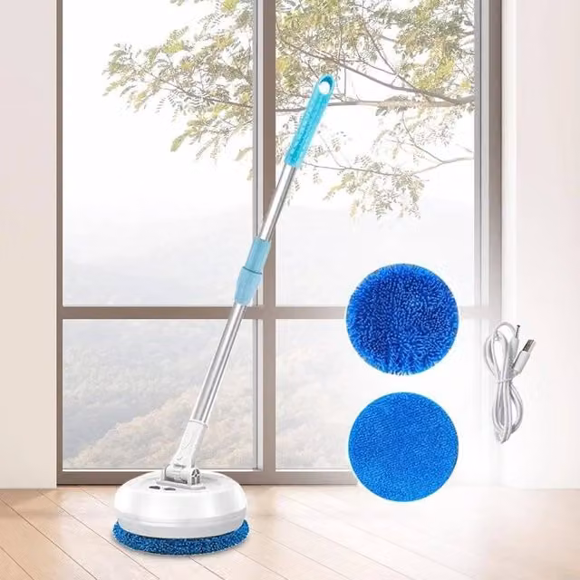 KORVIXA Rechargeable Electric Mop with Extendable Pole in White