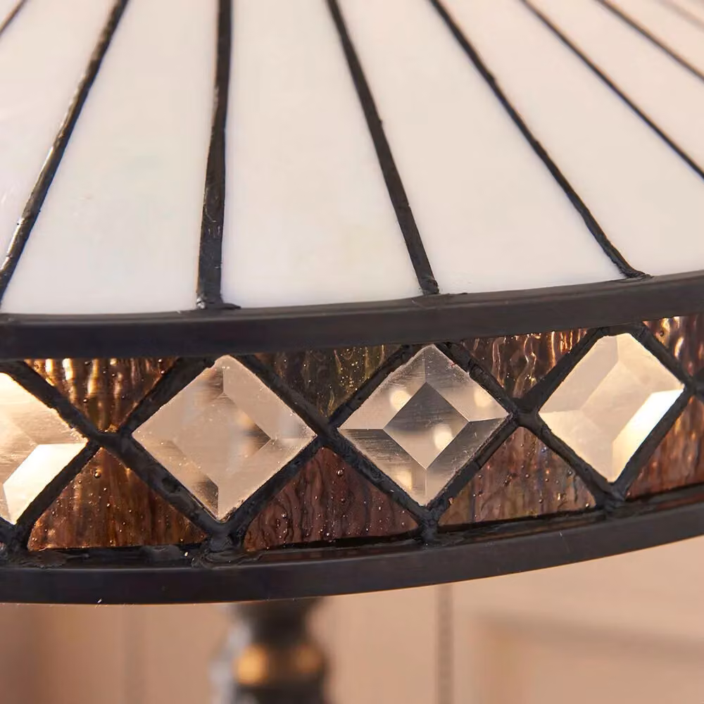 Loops Dark Bronze Table Lamp with Diamond Shaped Detailing, Requires 2 x E27 GLS Bulbs – 2