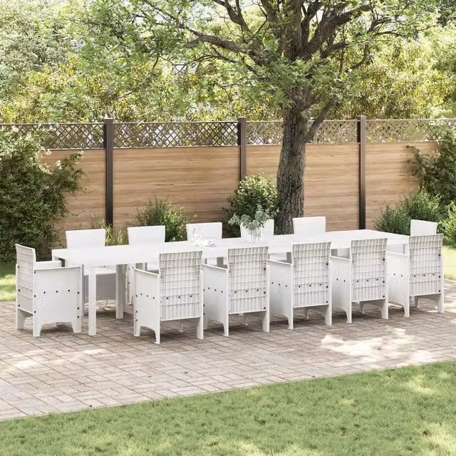 Berkfield Home White Poly Rattan Garden Table W: 400 cm, D: 100 cm, H: 73 cm – 1