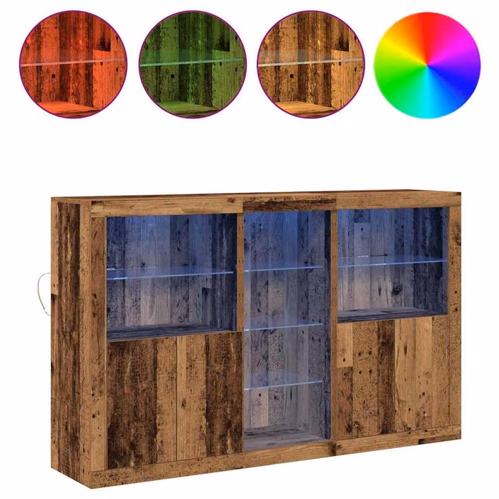 Berkfield Home Rustic Brown Sideboard with Integrated LED Lights, W/D/H: 162 x 37 x 100 cm – 4