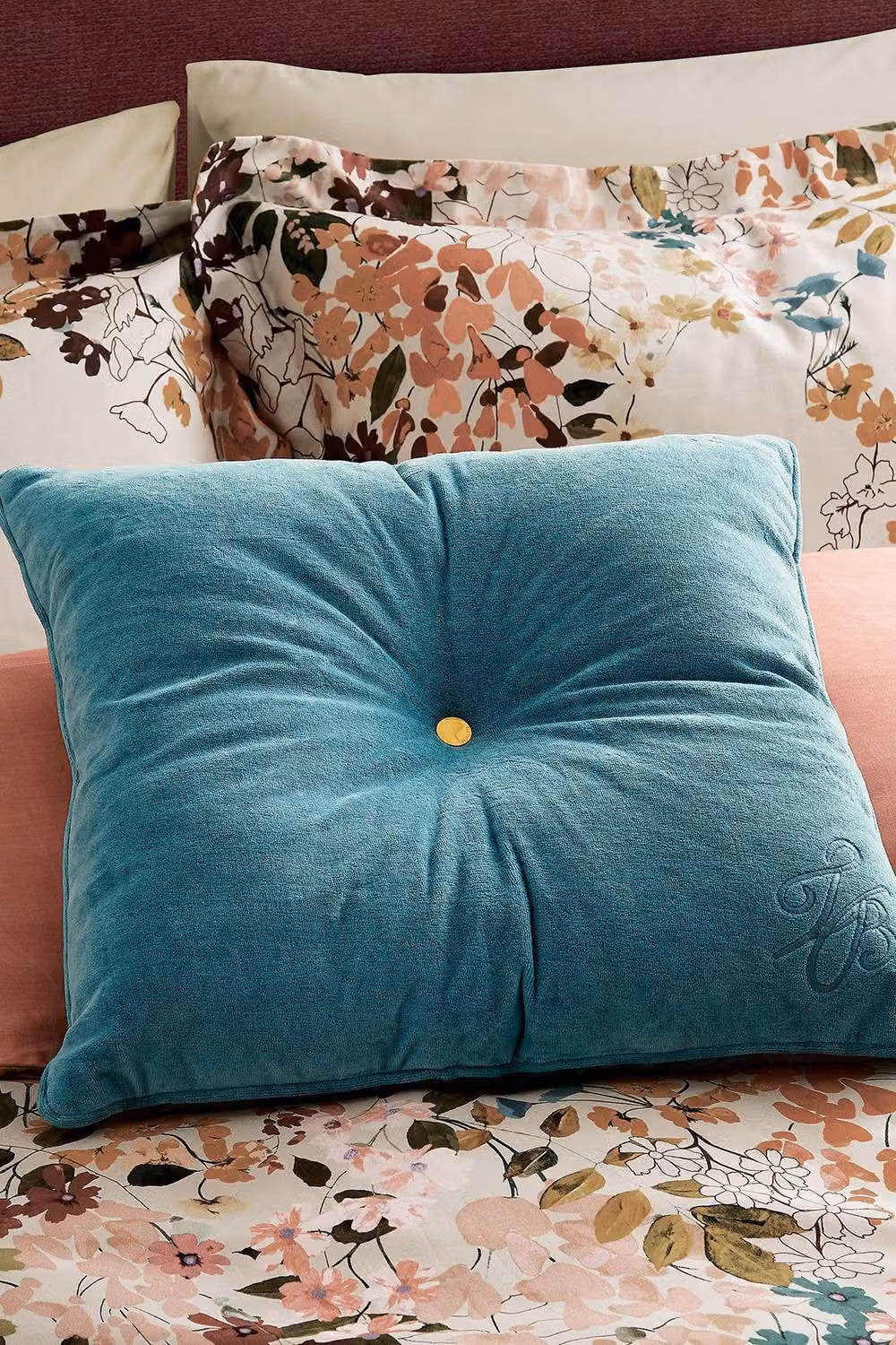 Ted Baker Cotton Velvet Square Cushion in Petrol Blue, W/D/H: 50 x 50 x 50 cm – 2