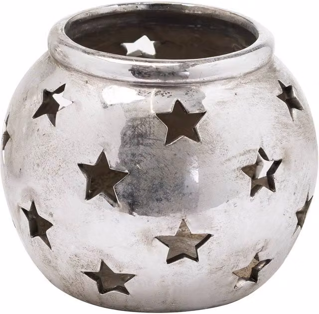 Hill Interiors Aspen Star Tabletop Candle Lantern in Silver – 1