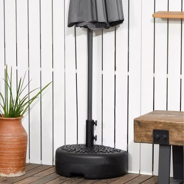 Outsunny Half Round Black Metal and Plastic Parasol Umbrella Base