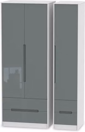 Welcome Monaco Gloss Grey 3 Door 4 Drawer Tall Triple Wardrobe