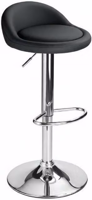 netfurniture Gaor Adjustable Breakfast Bar Stool with Padded Black Faux Leather Seat