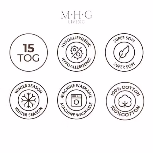 MHG Living 15 Tog Winter Duvet, White, W: 230 cm, D: 220 cm, Hypoallergenic Hollowfibre Quilt with 100% Cotton Cover – 5