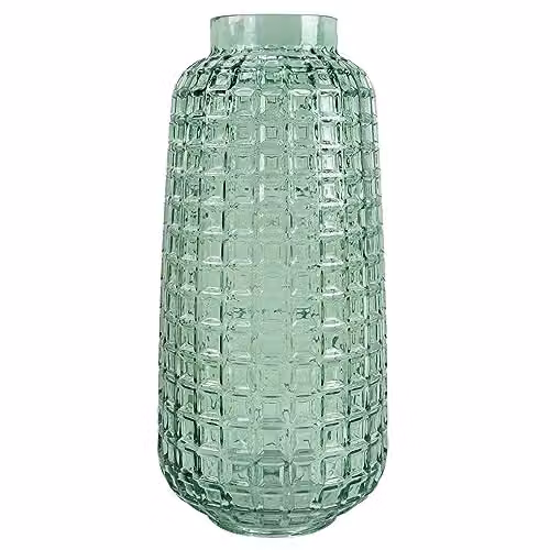 Botanik Premium Luxury Geometric Glass Tabletop Vase in Green, W/D/H: 12.0 x 12.0 x 30.0 cm – 1