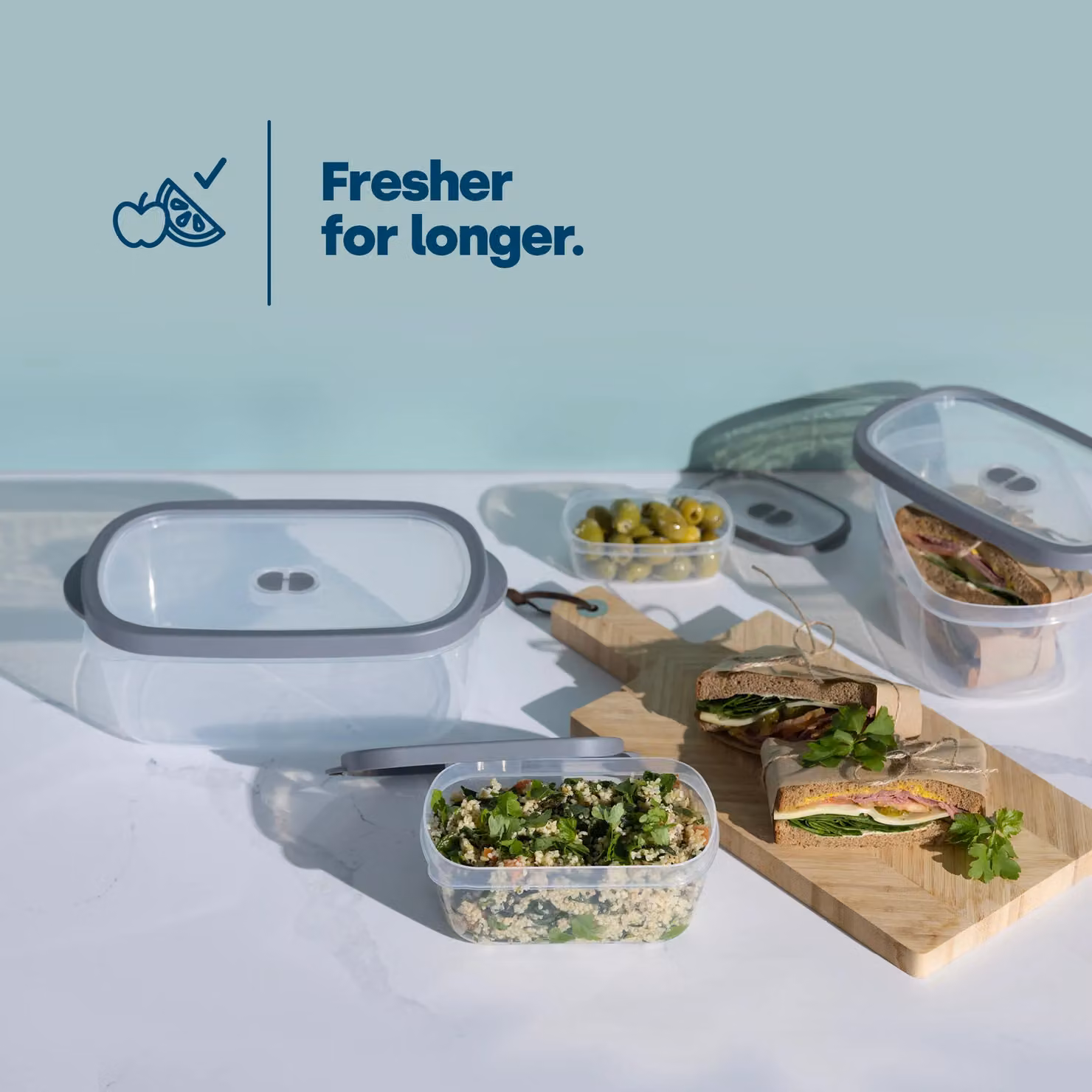 LIVIVO 5pc Airtight Stackable Food Storage Containers with Lids, Grey and Transparent, BPA Free and Freezer Safe – 2