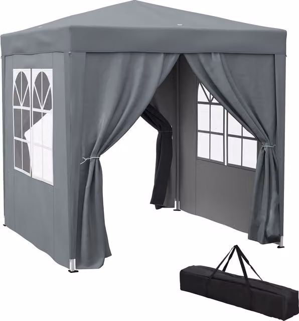 Outsunny Grey Pop Up Gazebo with Sides and Metal Frame, W/D/H: 200 x 200 x 240 cm – 1