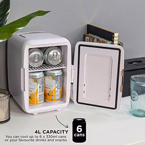 Russell Hobbs RH4CLR1001SCW 4L Mini Portable Cooler and Warmer for Drinks and Cosmetics, White and Wood Effect, W/D/H: 25.2 x 24.0 x 18.0 cm – 3