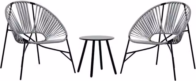 Berkfield Home 3 Piece Poly Rattan Garden Chair Set in Black and Grey – 1