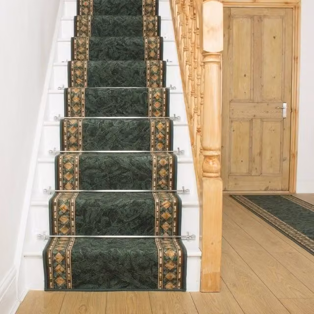 runrug Cheops Stair Runner Carpet, Green, W: 120 cm, L: 510 cm