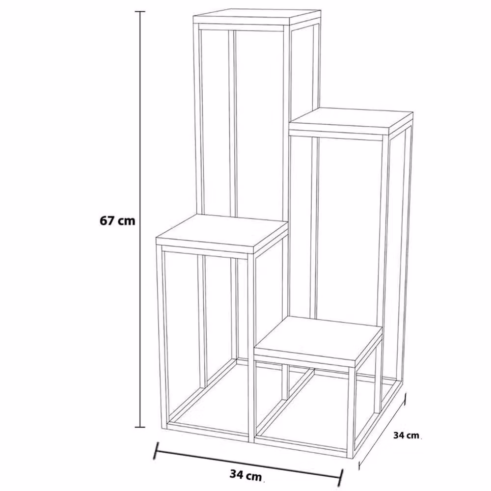 ERGOVEXA 4 Tier Industrial Black Metal and Wood Flower Plant Pot Display Stand – 2